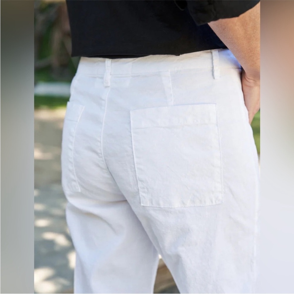 Frank & Eileen Kinsale Cotton Linen Pant White Size 0 Classic Minimalist Trouser - Picture 2 of 11